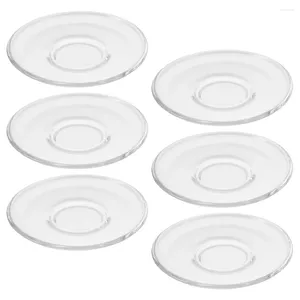 Cups Saucers 6pcs Clear Glass Saucer Round Plate Decorative Coffee Snack Serving Dish
