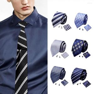 Bow Ties slips manschettkroppsficka fyrkantig plädtryck randig formell affär bröllop brudgummen slips match skjorta kostym tillbehör