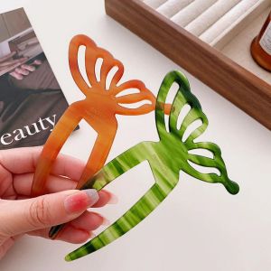 Korean Retro 13cm Hollow Butterfly Acetic Acid Hairpin Hairfork Simple Insert Hairpin Temperament Ponytail Hair Accessories