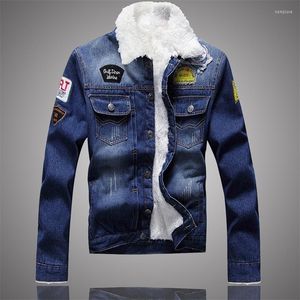 Mäns ner män fleece denim jacka hösten vinter mode smal plus sammet för att hålla varma tjocka jeanjackor outwear motorcykel rockar cowboy