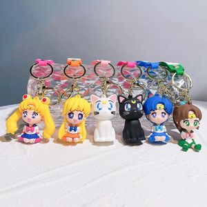 Decompression Toy Young Girl Keychain Cat Action Figure Model PVC Cartoon Bag Doll Pendant Toys Gift