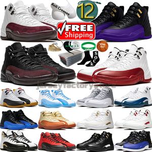 12 Basketbol Ayakkabıları Erkekler İçin 12S Kiraz Tarlası Mor Gizli Twist Royalty Ters Grip Hiper Kraliyet Siyah Taksi 11 11s Erkek Açık Trainers Spor Spor ayakkabıları