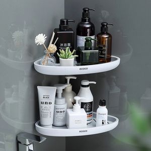 Bathroom Shelves Triangular Corner Bathroom Shelf Wall-Mounted Storage Rack Lotions Storage Kitchen Organizer For Bathroom Accessories Holder 230422