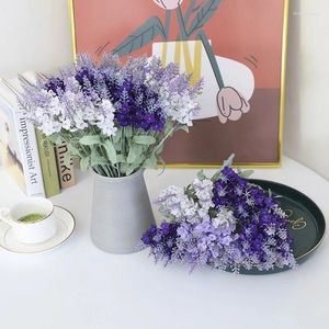 Fiori decorativi 10 teste Provenza Simulazione Lavanda Bouquet all'ingrosso Pianta bonsai Falso