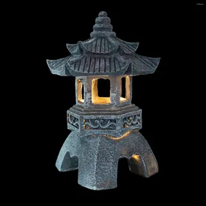 Decorações de jardim luzes decorativas solares ao ar livre pagode lanterna estátua chinês zen acessórios escultura japonesa asiático estilo japonês