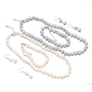 Collana Orecchini Set Gioielli di perle Bracciale da donna Moda semplice Regalo fai da te Lunghezza catena 43 cm