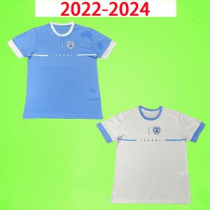 22 23 24 Israel Futebol Jerseys Home Away Camisetas de Futbol Azul Branco Camisas de Futebol Homens Crianças Maillots de Foot 2023 2024 Nome Personalizado Uniformes Kit S-4XL Manga Curta