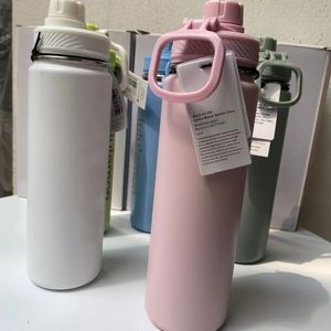 Бутылки для воды Lulu Bottom Thermos Спортивная вакуумная чашка Портативная герметичная наружная изоляционная крышка из нержавеющей стали 231121