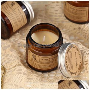 Candles Glass Cup Scented Soy Wax Fragrance Aromatherapy Plant Oil Candle Jars Wedding Birthday Gift Christmas Decor Drop Delivery H Dhnwu