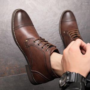 Boots Handcraft Retro Men Leather Nice Autumn Shoes Big Size 38 46 Casual British Basic Western S98