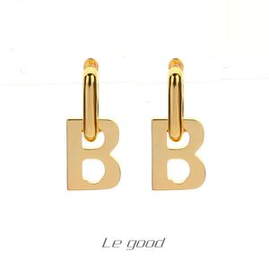 jewelry bb earrings good letter large B gold earrings Cool earrings Paris fashionable atmospheric same mirrored earrings