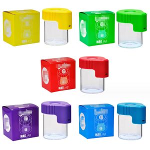 New Led Glass Tobacco Box Smoking Accessories Luminous Air Tight Magnifying Stash Herb Jar 155ml Vacuum Seal Cigarette Container Storage Case Pill Bottle