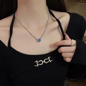 Chains South Korea's Dongdaemun Super Flash Claw Necklace Female Ins Blue Love Pendant Clavicle Link Chain