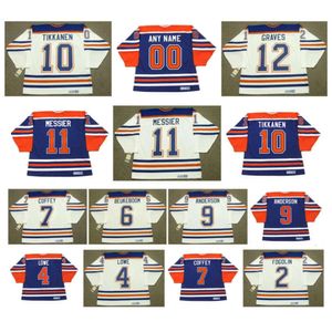 Oilers PAUL COFFEY CCM Maglia da hockey del ritorno al passato Edmonton LEE FOGOLIN KEVIN LOWE JEFF BEUKEBOOM GLENN ANDERSON ESA TIKKANEN MARK MESSIER ADAM raro