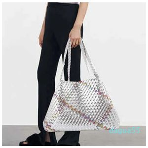 Kontrast Hand Tote Woven Beach Bags Texture One Shoulder Fashion High Capacity Pendlar Shopping