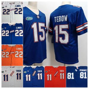 Florida Gators College fotbollsömt Jersey 15 Tim Tebow 81 Aaron Hernandez 22 Emmitt Smith 11 Kyle Trask