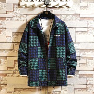 Giacche da uomo Giacca da camicia stile casual inglese 2023 Plaid Green Brand Abbigliamento da baseball Plus OverSize M-5XL