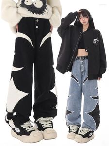 Men's Jeans Thug Club Pu Leaher Embroidery Patchwork Baggy Y2K Women Streetwear Straight Oversized Denim Trousers Unisex Cargo Pants