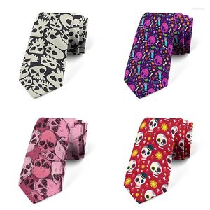 Bow Ties Cartoon Skull Print Men's Tie Fashion Casual 8cm Creative Novty Unique Accessories Wedding Party Business Gift