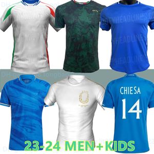 2023 24 إيطاليا Verratti Mens Soccer Jerseys المنتخب الوطني Pinamonti Totti Raspadori Chiesa Barella Bonucci Home 125 Train Wear Edition SPERIEN