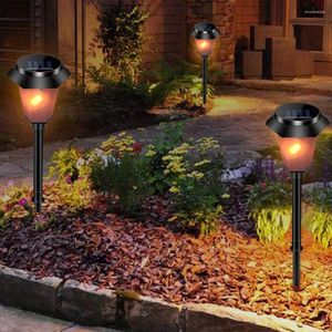 Outdoor LED Solar Flame Light Waterproof Garden Lawn Flickering Torch Patio Pathway Landscape Lamp