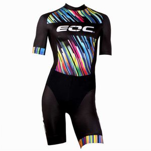 Bisiklet Forması Setleri EOC Spor Inline Hız Paten Giyim Paten Yarışı Speedsuit erkek Kısa Kollu Renkli Üçlü Takım Ciclismo Setleri J230422