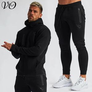 Mens Tracksuits Gym Spring and Autumn Sports Suit Streetwear Fitness Zipper Jogging Hooded Hoodie Casual Jacket Cotton Male Clothing 231122