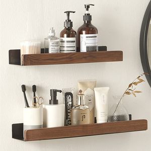 Bathroom Shelves Solid Wood Bathroom Shelf Wall Mount Corner Shelf Shower Shampoo Soap Cosmetic Shelves Kitchen Storage Rack Bathroom Accessories 230422