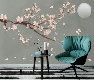 Wallpapers Chinese Hand-painted Flower Bird Butterfly TV Background Wall Decoration Wallpaper Mural