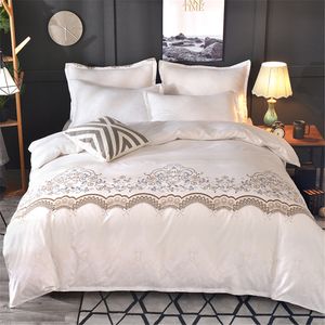Bedding sets Jane Spinning Luxury Lace White Set Duvet Cover King Size Pillowcases Sheet clothes Queen Comforter Linen 230422