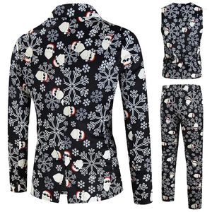 Męskie garnitury śmieszne świąteczne smoking 3pcs Snowman Printed Blazer Moders z kamizelką na pokaz imprezowy 2023