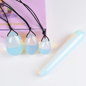 Crystal Yoni Eggs Natural Stone Opal Massage Egg Set Drilled Mineral Healing Ball Kegel Exercise Pelvic Floor Muscle Vaginal Health Care Gift