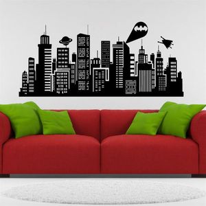 Large Size 132x41 cm Batman Gotham City Wall Decal Comics Vinyl Sticker Kids Room Home Art Decor250N