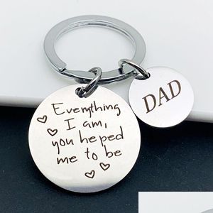 Keychains & Lanyards Keychains Doradeer Alloy Key Chain Men Dad Everything Iam Holder Creative Letter Color Ring Pendant For Father Da Dhx0K