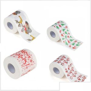 Party Decoration Merry Christmas Paper Toilet Roll Cute Santa Claus Pattern Printed Table Decor Holiday Supplies Drop Delivery Home Dhrah
