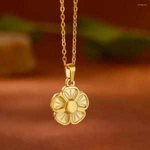 Pendant Necklaces Cute Embossed Flowers Gold Color Necklace For Women Stainless Steel Neckalce Choker Everyday Trend Jewelry Gift