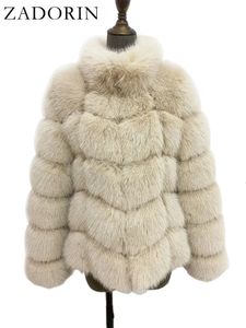 Pelliccia da donna Pelliccia sintetica ZADORIN Abbigliamento invernale per donna Colletto alla coreana Splicing Manica lunga Cappotto in pelliccia sintetica Donna Nero Bianco Giacca soffice Cappotti in pelliccia sintetica 231121