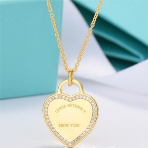 S925 Sterling Silver Plated Love Heart Designer Naszyjniki dla kobiet Bling Diamond Losujący Kryształ Słodka link łańcuch Choker Naszyjnik Prezent biżuterii