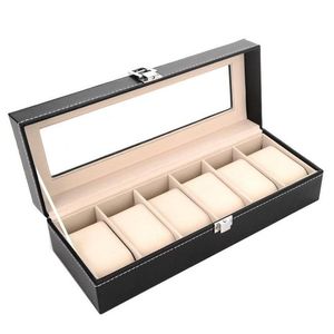 Storage Boxes Bins High End Pu Jewelry Holder Rec Wrist Watch Display Box With Glass Window Organizer Arrival 26Yc Bb Drop Deliver Dhskd