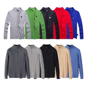 Mens Designer Polo tröja fleece ralphs skjortor tjock halv dragkedja hög hals varm pullover smal stickning stickande lauren jumpers liten häst märke bomullsweatshirt ys25