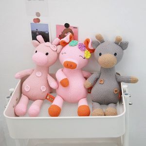 Peluche in lana lavorata a maglia con sette animali, bambola confortevole, cuscino per il sonno, decorazione della camera dei bambini