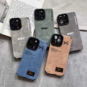 Cell Phone Cases Japan fashion street Wtaps suede soft leather case for iphone 14 12 13 11 Pro Max X XS 7 8 Plus INS cool WTAPS Shockproof cover J230421