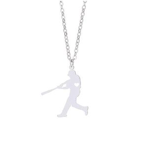 Pendant Necklaces Baseball Player Necklace With Love Heart Stainless Steel Charm Link Chain Jewelry For Women And Men Children Gifts Dhjkm