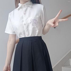 Kvinnors blusar White Shirt Women's Retro Lovely Korean Short Sleeve School Girls Casual JK Uniform Top