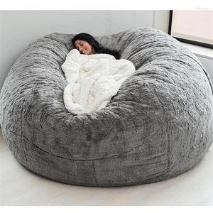 Coprisedili Super Large 7ft Giant Fur Bean Bag Cover Mobili per soggiorno Big Round Soft Fluffy Faux BeanBag Pigro divano letto Coat288u