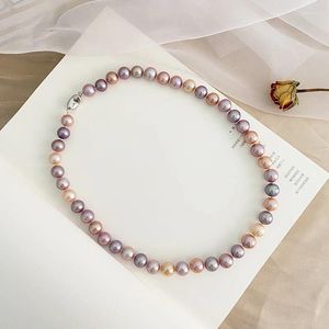 Цепочки разноцветные из натурального пресноводного жемчуга, ожерелье из стерлингового серебра 925 пробы для женщин, ювелирные изделия, подарки