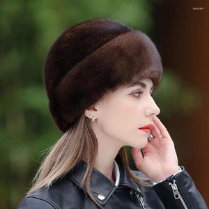 Berretti moda donna berretto berretto di lusso visone capelli ispessiti cappello termico coreano elegante pelliccia casual inverno 2023