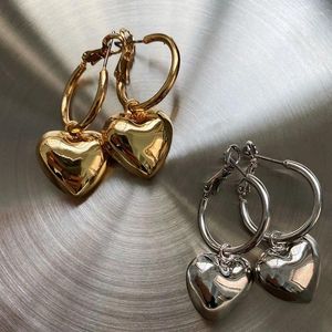 Orecchini a cerchio Vintage Cuore liscio Ciondola per le donne Minimalista Ciondolo d'amore Rotondo Personalità Punk Y2K Accessori Gioielli di moda