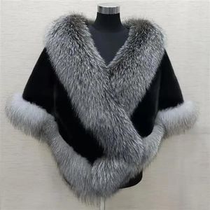 Pele feminina 2023 inverno imitação vison xale moda cor sólida capa casaco jaqueta engrossado vestido falso feminino