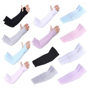 Knee Pads Summer Ice Silk Arm Cuff Sleeves UV Protection Men Women High Elastic Block Sun Outdoor Cycling Sports